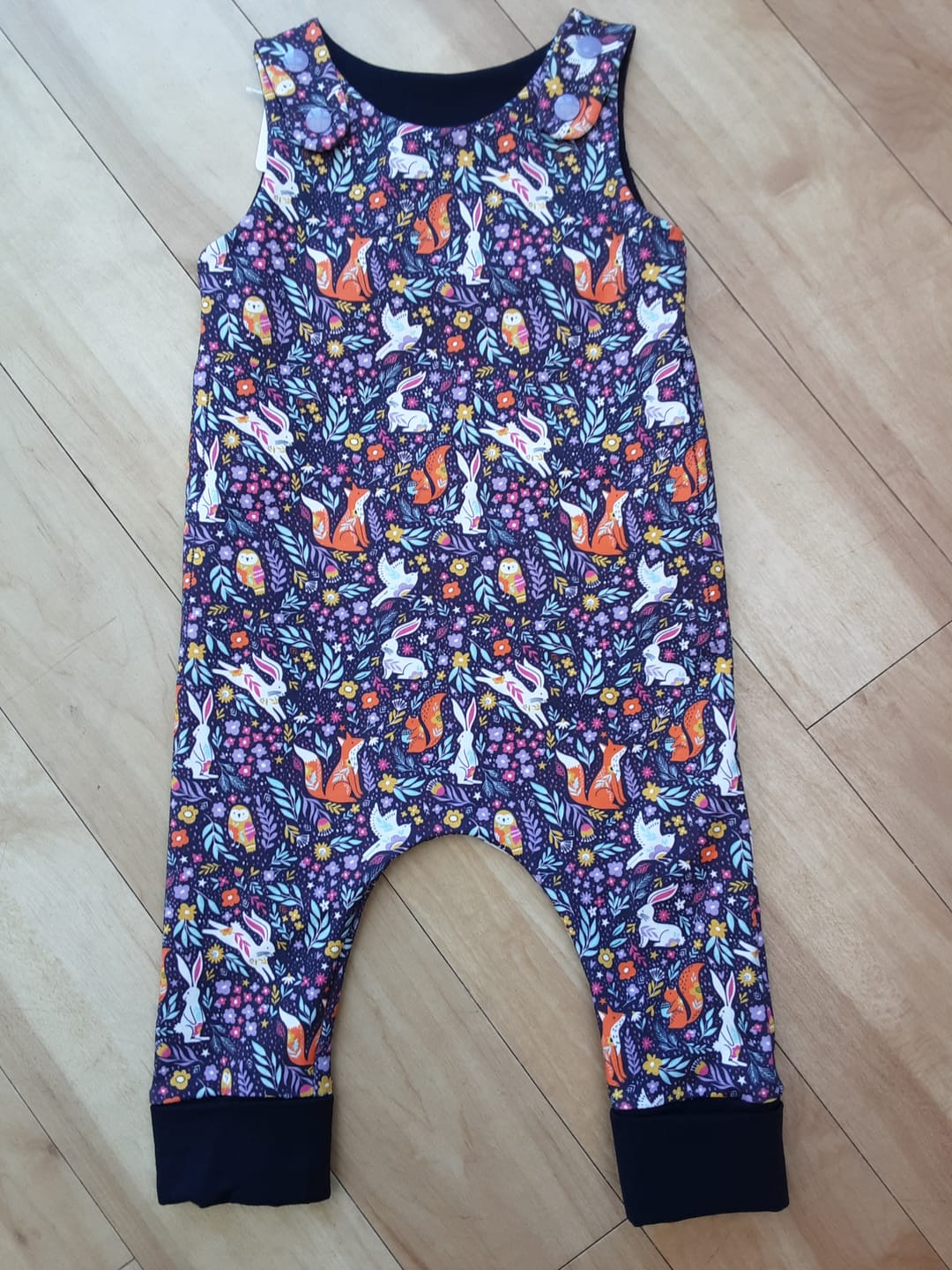 Customer photo review of Forest Animals on Deep Purple French Terry Fabric