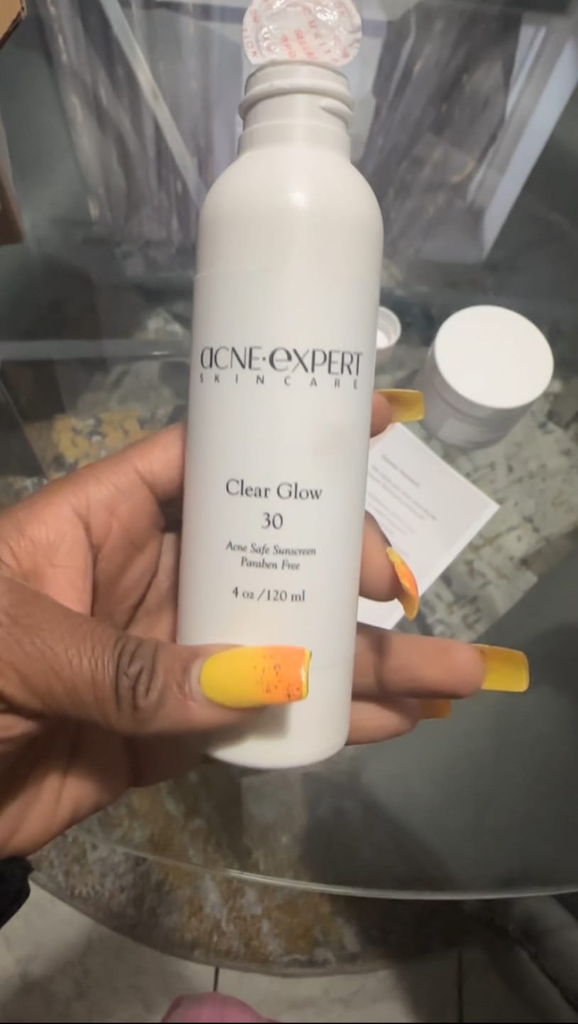 Customer photo review of CLEAR GLOW 30- ACNE SAFE SHEER SUNSCREEN