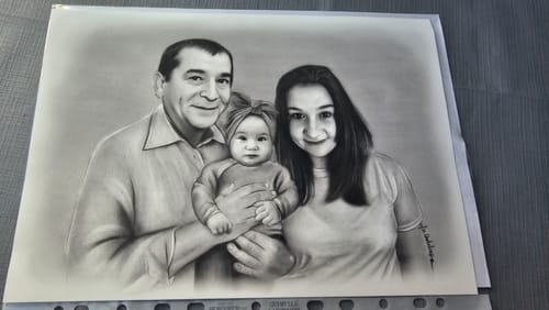 Customer photo review of Portrait Zeichnen Lassen - Portraitzeichnungen vom Foto als Geschenk - Auftragsmalerei