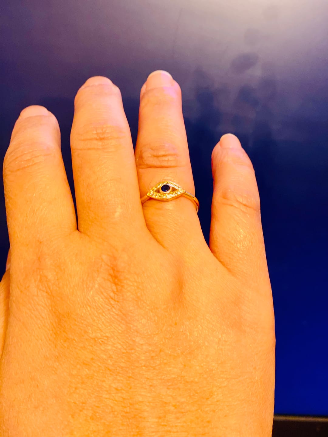 Customer photo review of Buddha Stones Evil Eye Protection Blessing Copper Ring