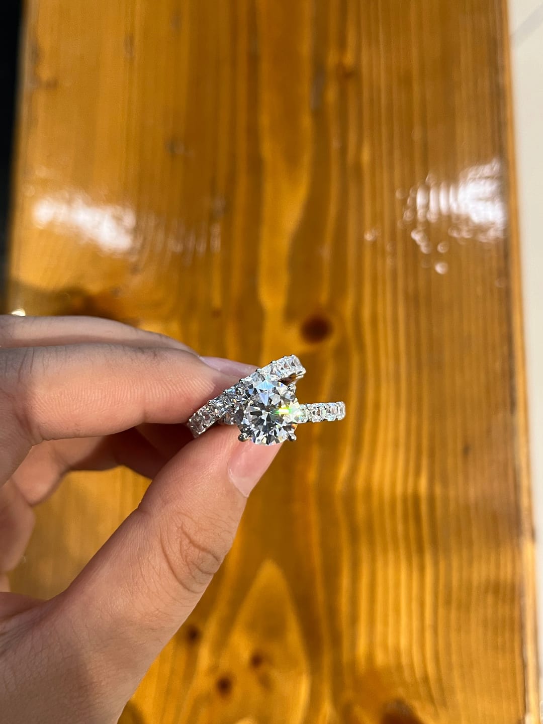 Customer photo review of S925 4.0Ct Round Cut 2PC Elegant Wedding Ring Set Engagement Ring With Eternity Wedding Band