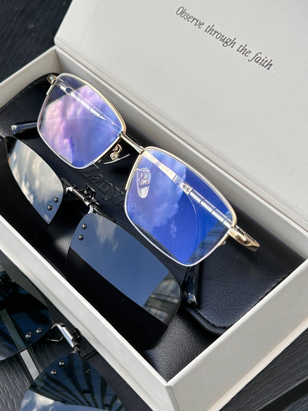Customer photo review of Bill | Semi-rimless Classic Titanium Glasses | ZanyLen 2024 New Arrival