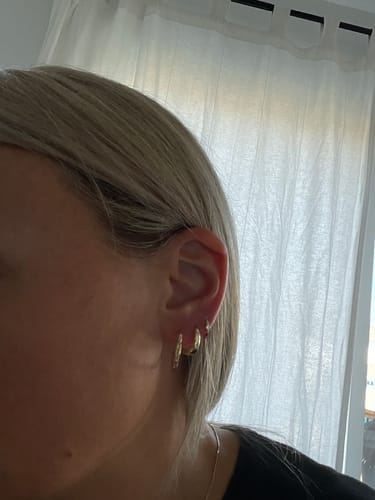 Customer photo review of Sparkle Hoops - 14 Karat Gold