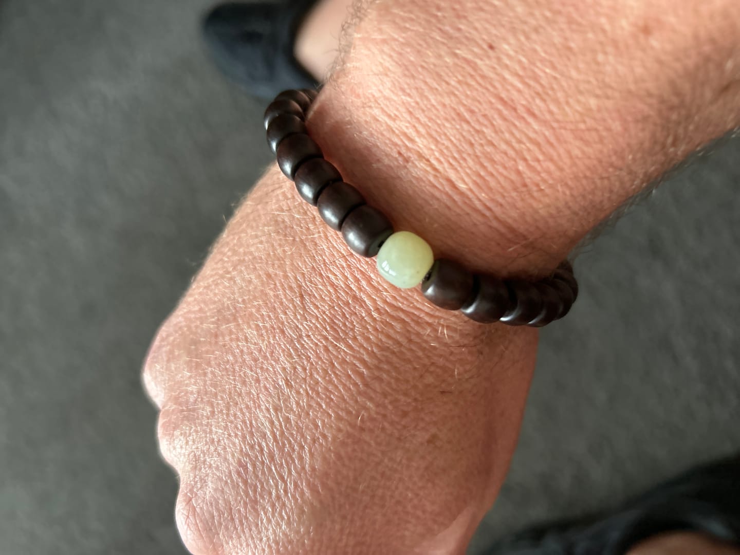 Customer photo review of Buddha Stones Natural Abelia Biflora Wood Hetian Jade Bamboo Bead Warding Off Evil Spirits Bracelet