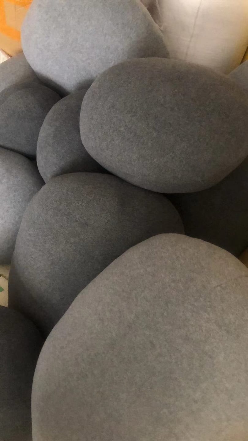 Customer photo review of Stone Pouf Boulder Pillow – Soft Sculptural Floor Cushion | GabyBerg