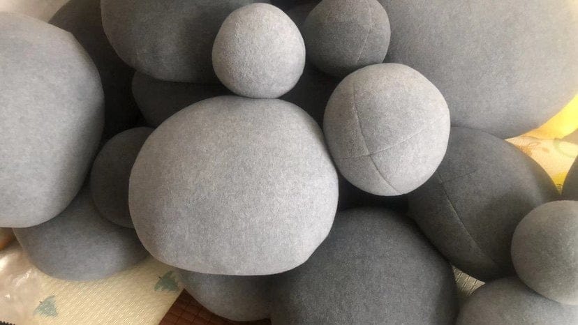 Customer photo review of Stone Pouf Boulder Pillow – Soft Sculptural Floor Cushion | GabyBerg