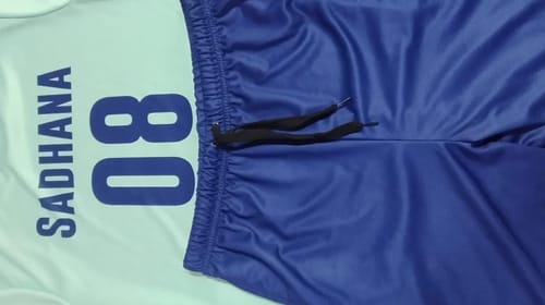 Customer photo review of Personalised Kids Jersey T shirt and Shorts Set