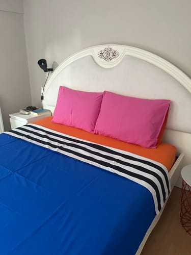 Customer photo review of Cozy Home Popping Colors Çift Kişilik Lastikli Çarşaflı Nevresim Takımı Dusk Mavi