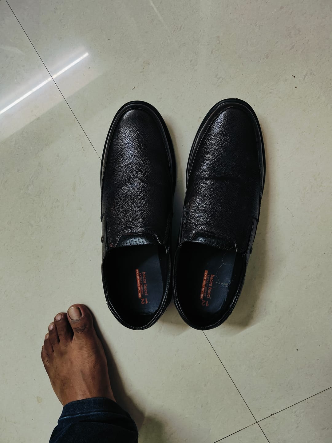 Customer photo review of Bacca Bucci Leather Office Slip-ons Formal Shoes | UK- 06 to 14