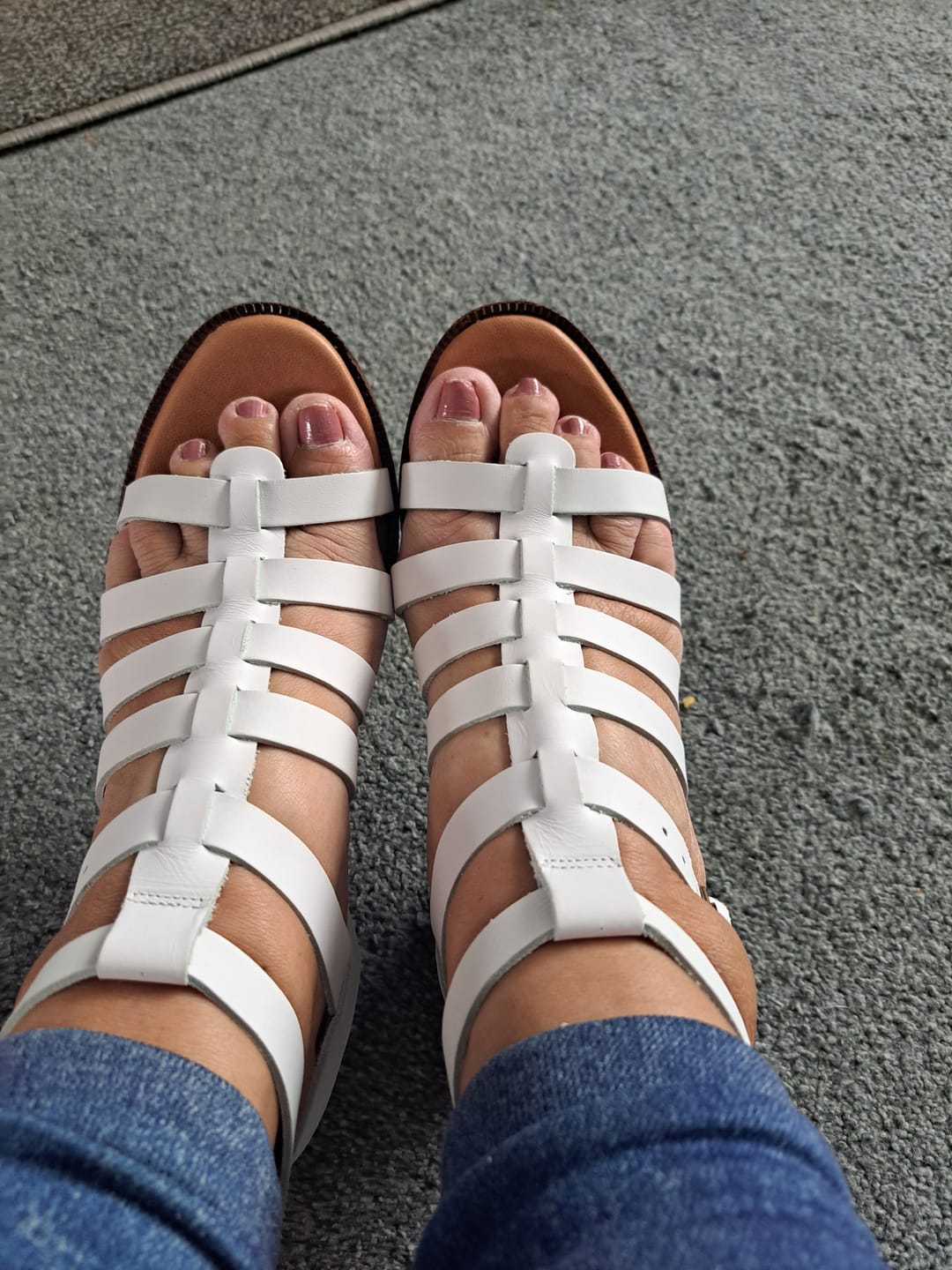 Customer photo review of White Gloria Gladiator Sandals