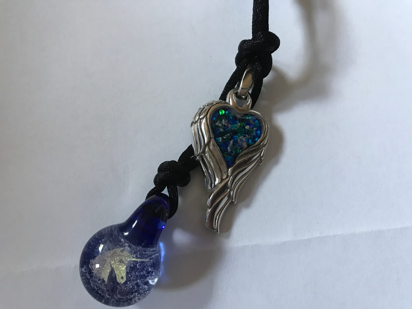 Customer photo review of Angel Wing Heart Pendant  - Engravable