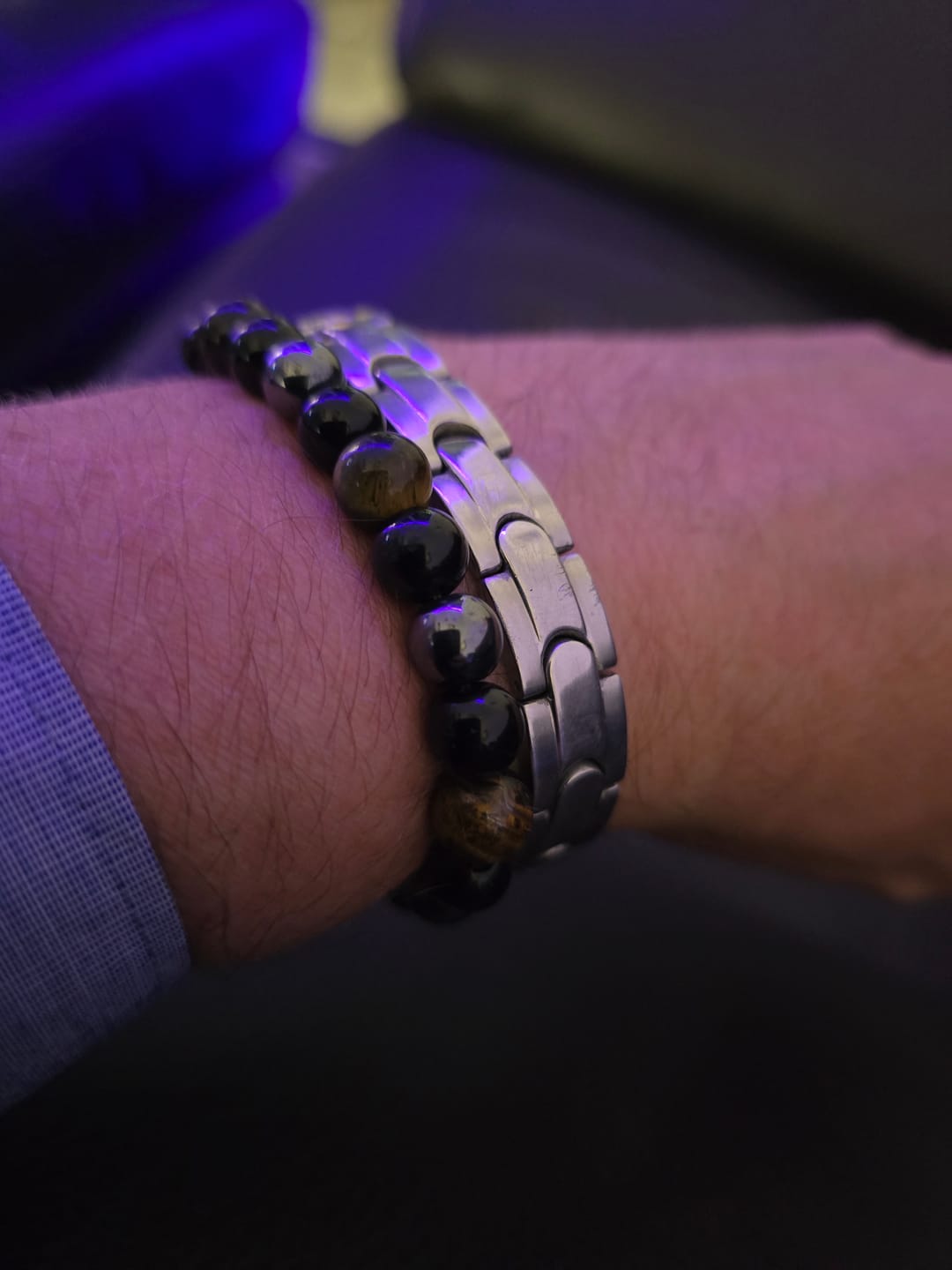 Customer photo review of Triple protection - beaded bracelet; black obsidian, tiger's eye and hematite