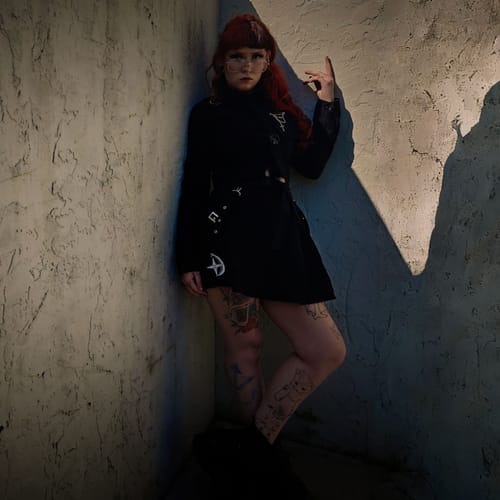 Customer photo review of NEV Dark Gothic Exposed Waist Skirt Suit