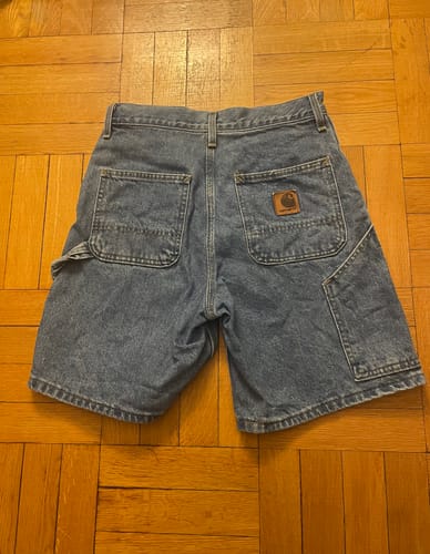 Customer photo review of Vintage Carhartt Shorts Mens 30 Blue Denim Work Wear
