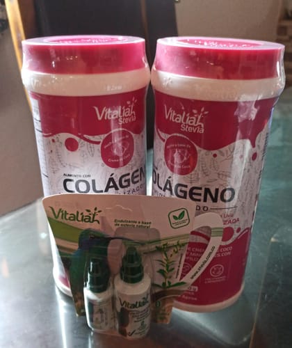 Customer photo review of Promo Batido Colageno Fresa Sin con Uva Lioflizada - X700g - +1 Stevia Gratis X30ml