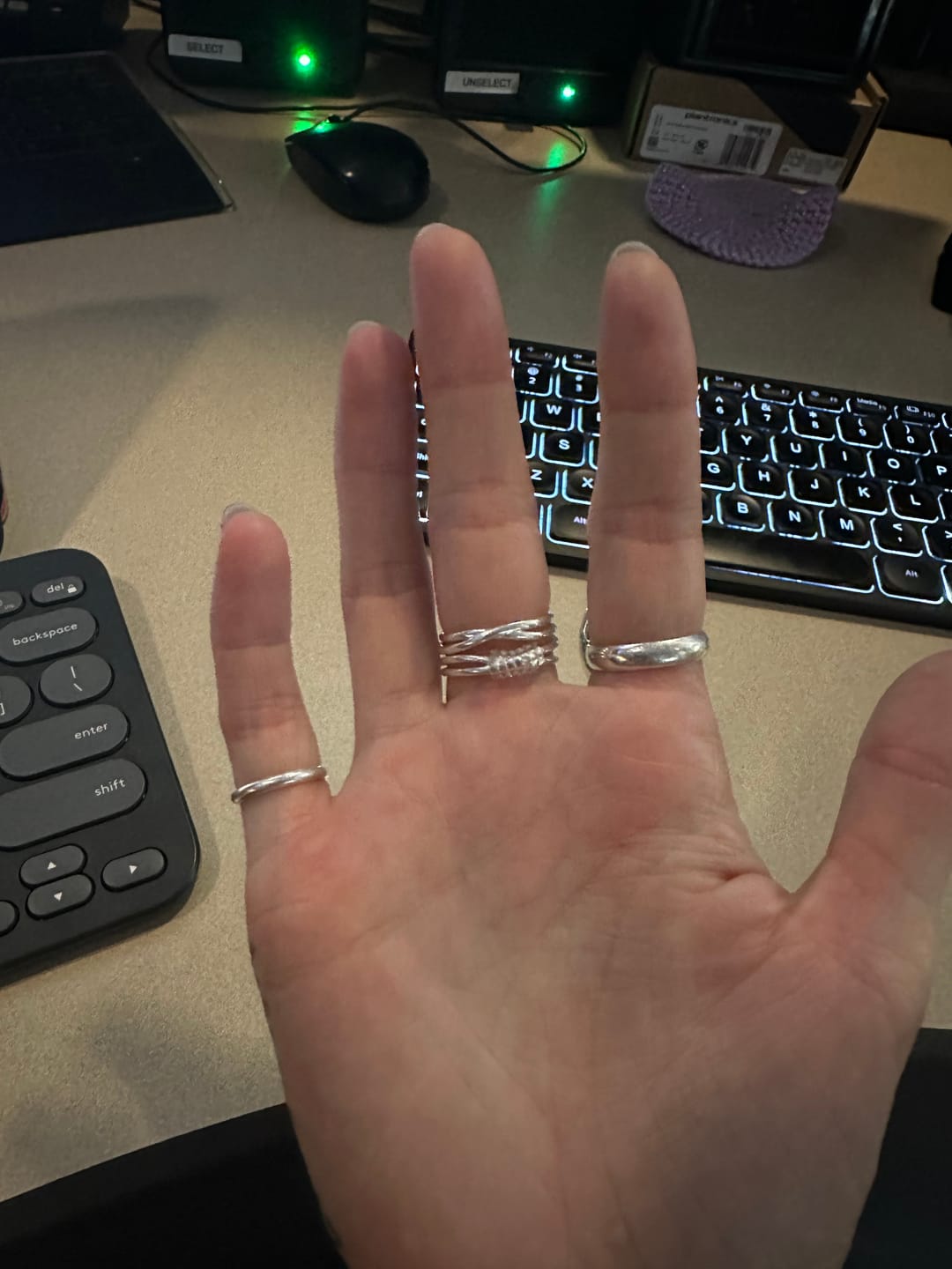 Customer photo review of Natural Raw Apatite Wire Wrapped Ring Sterling Silver