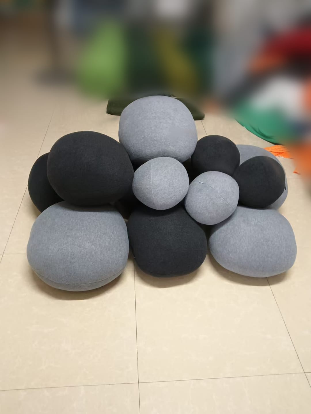 Customer photo review of Stone Pouf Boulder Pillow – Soft Sculptural Floor Cushion | GabyBerg
