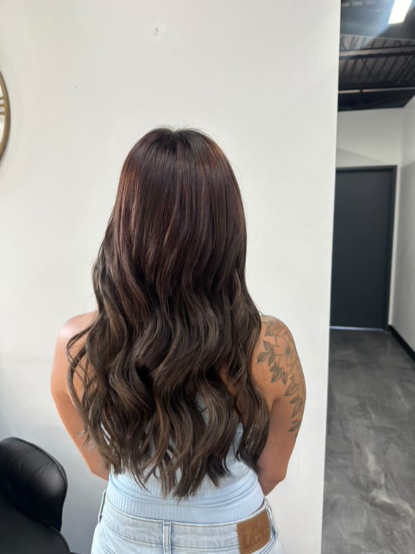 Customer photo review of Light Brown Straight DIY Hair Extensions Home Kit