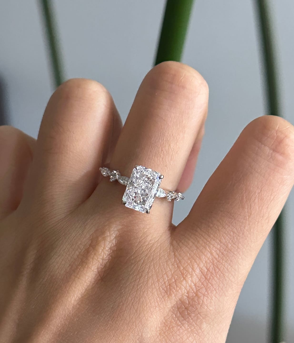Customer photo review of S925 Sparkle 3.5Ct Radiant Cut Engagement Ring For Women In Sterling Silver