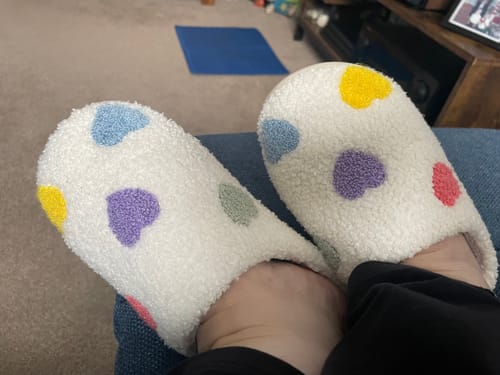 Customer photo review of Zia Colorful Heart Slippers