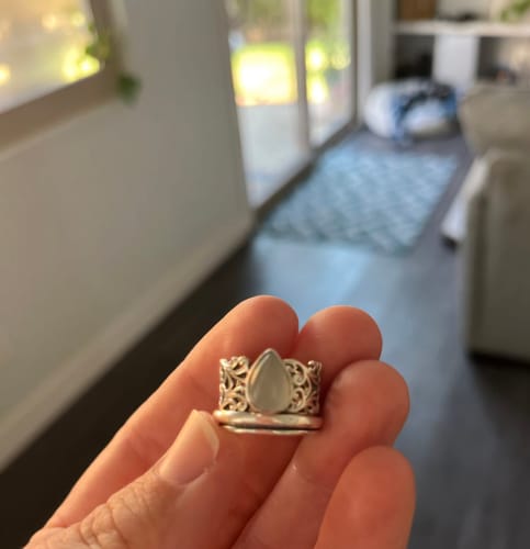 Customer photo review of Teardrop Aquamarine Fidget Ring Sterling Silver