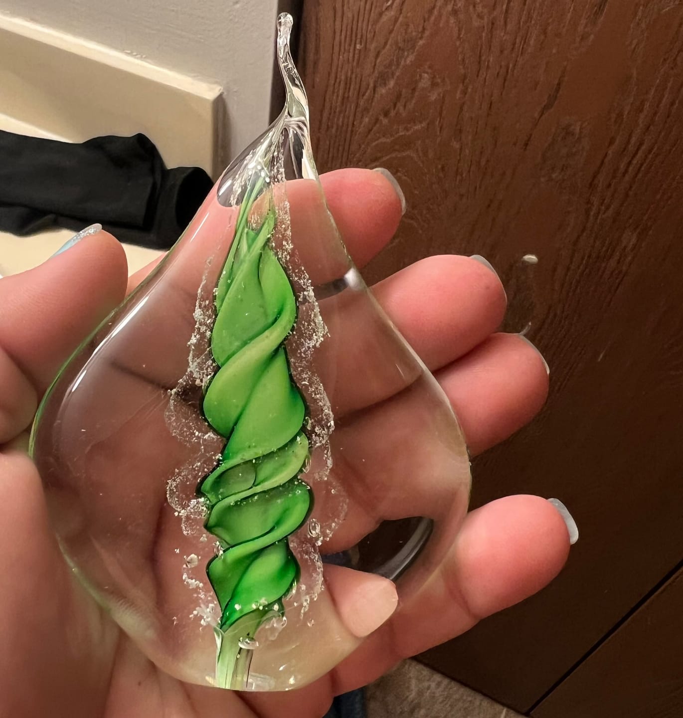 Customer photo review of Memorial Glass Flame with Cremation Ashes
