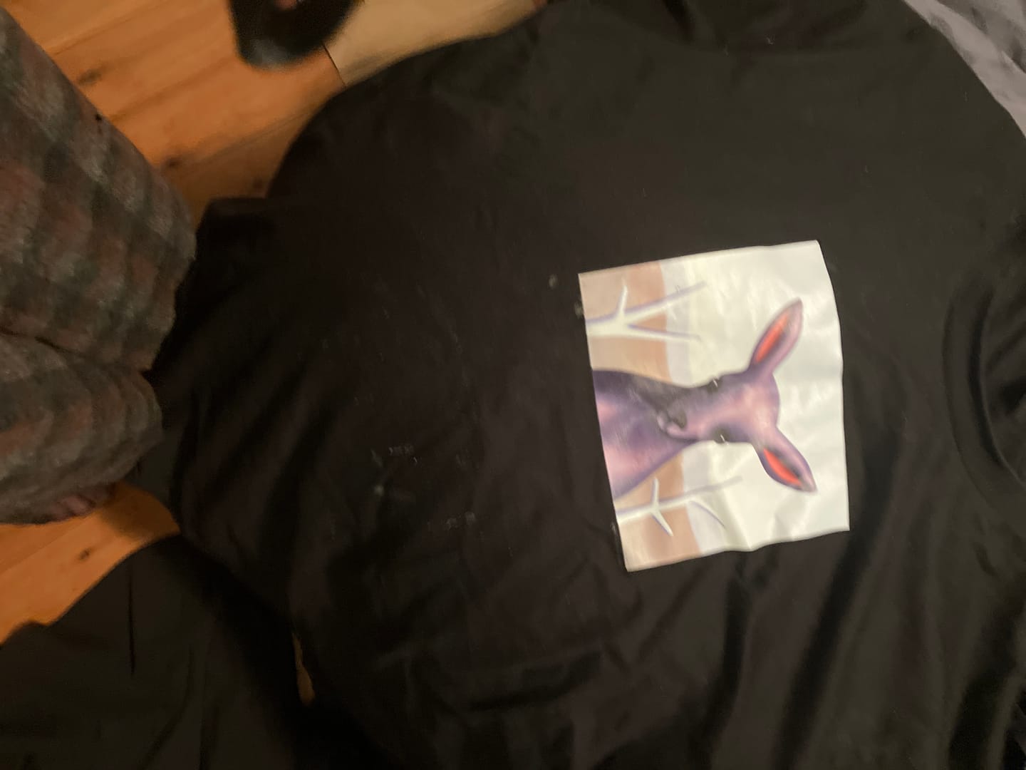 Customer photo review of Fluffy the Slightly Pink Kangaroo Long Sleeve T Shirts