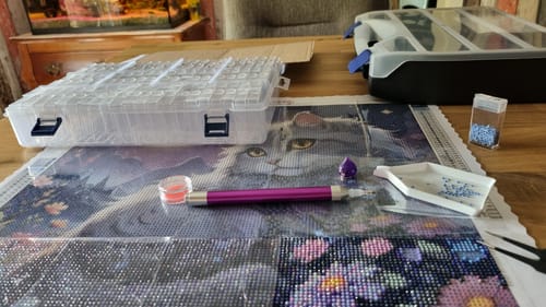 Customer photo review of 5D Diamond Painting AB Steine Moonlit Feline Fantasy