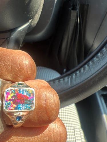 Customer photo review of Personalized Stained Glass Background Photo Birthstone Ring