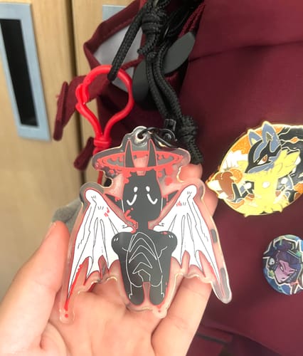 Customer photo review of Gore Angel Acrylic Keychains