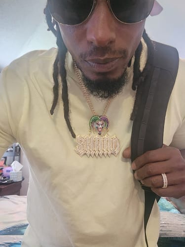 Customer photo review of Custom Moissanite "SHAAD" Pendant 14K Yellow Gold