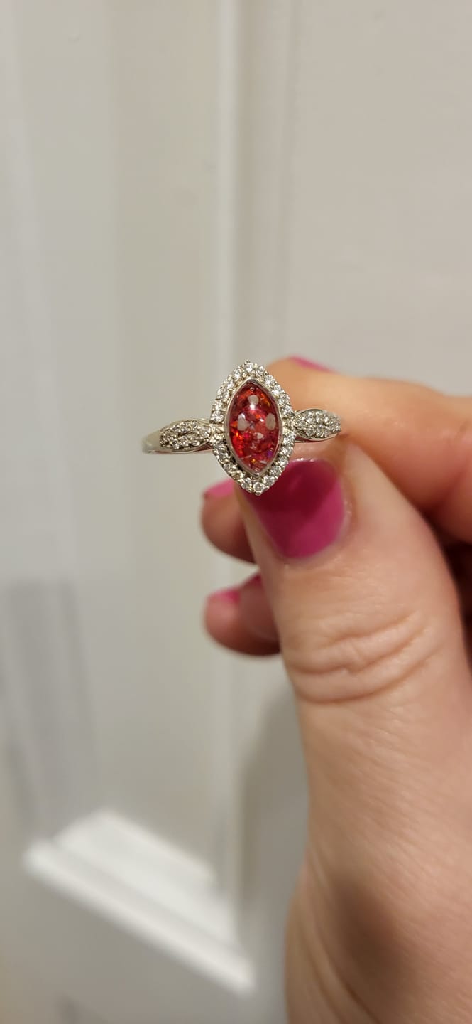 Customer photo review of Bedazzled Marquise Cremation Ring