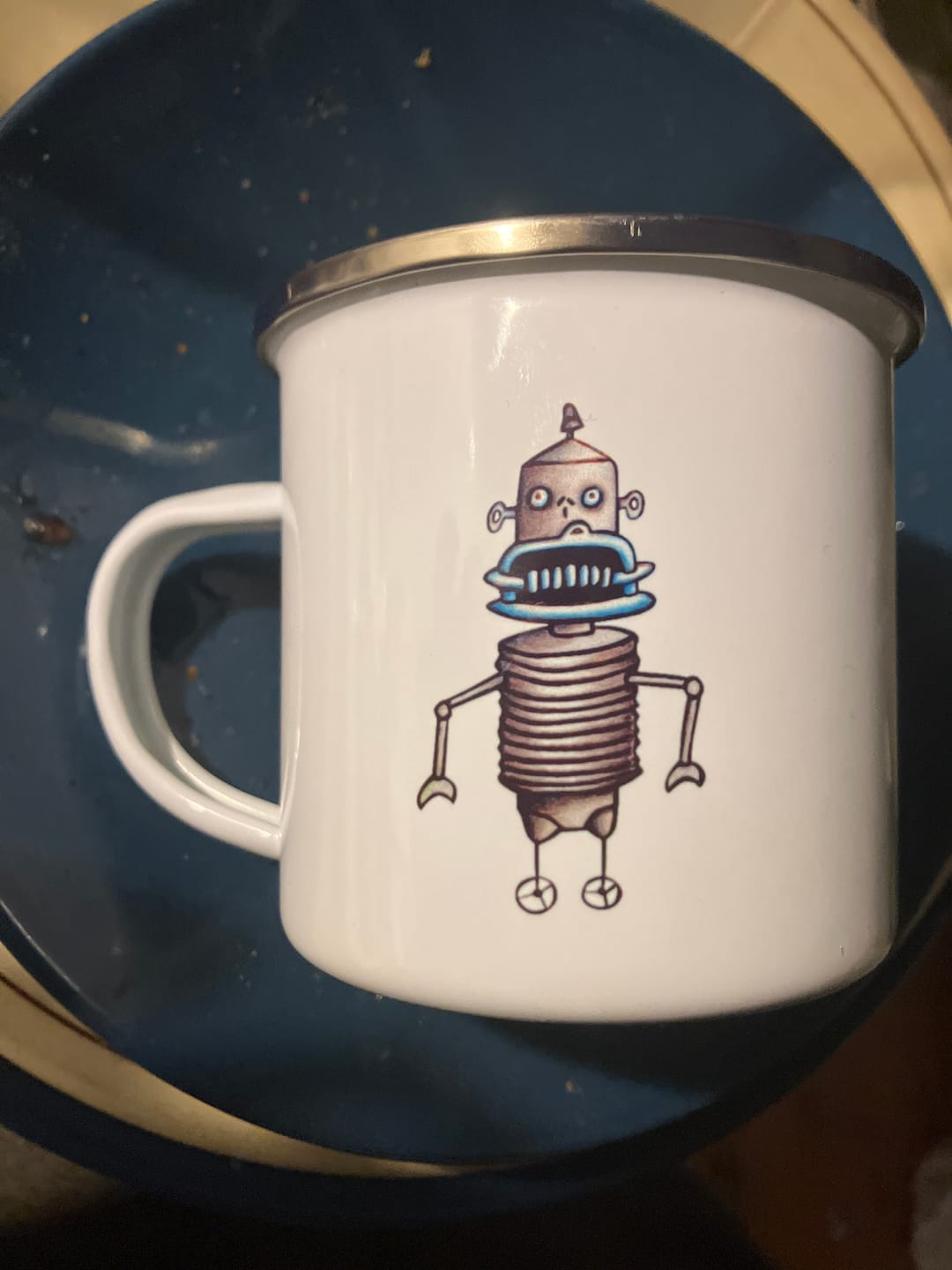Customer photo review of Australian Robot Enamel Mug
