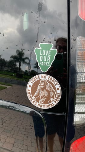 Customer photo review of Leave No Trace Bigfoot Sticker