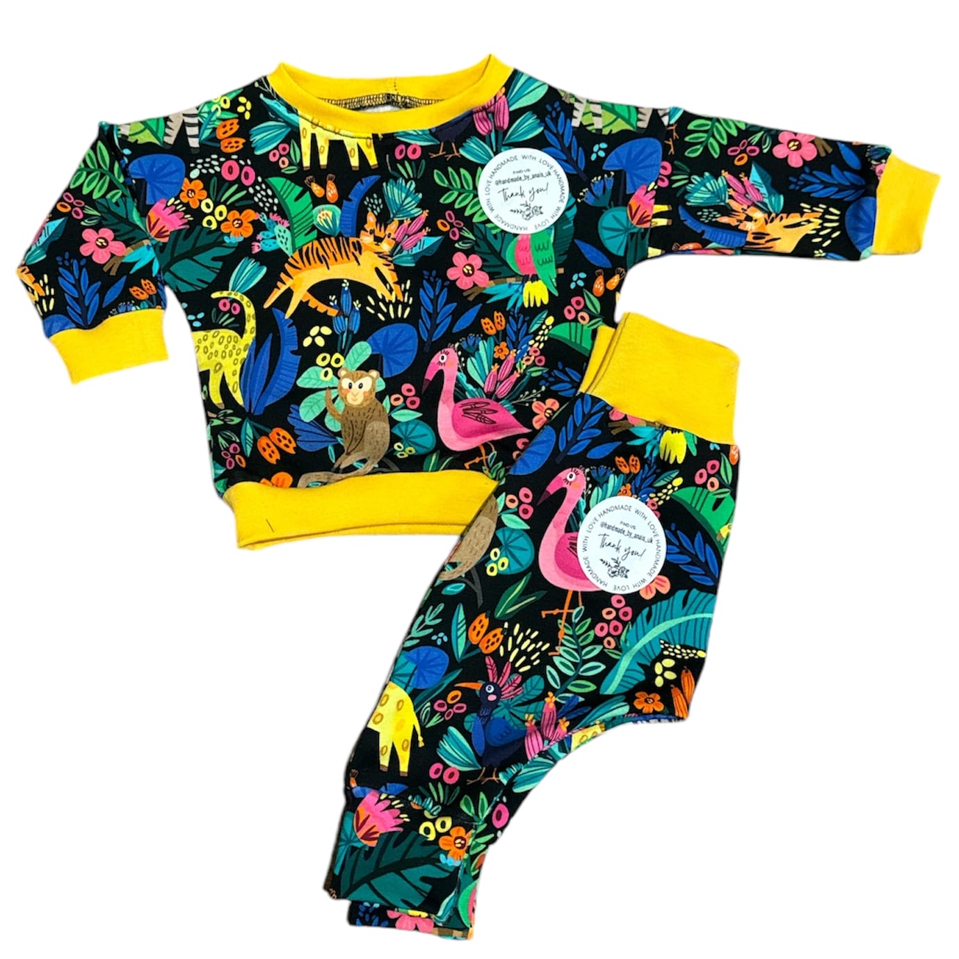 Customer photo review of Animal Jungle on Black French Terry Fabric