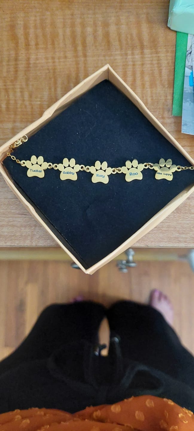 Customer photo review of Personalized Friendly Paw Name Bracelet
