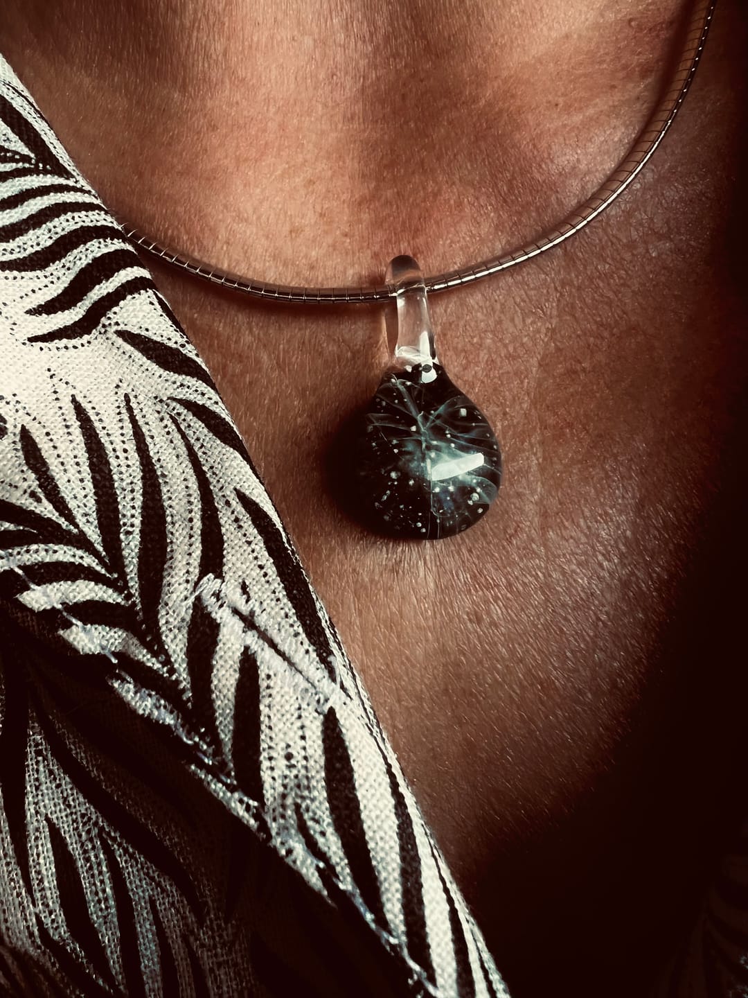 Customer photo review of Ghost Pendant with Infused Cremation Ashes