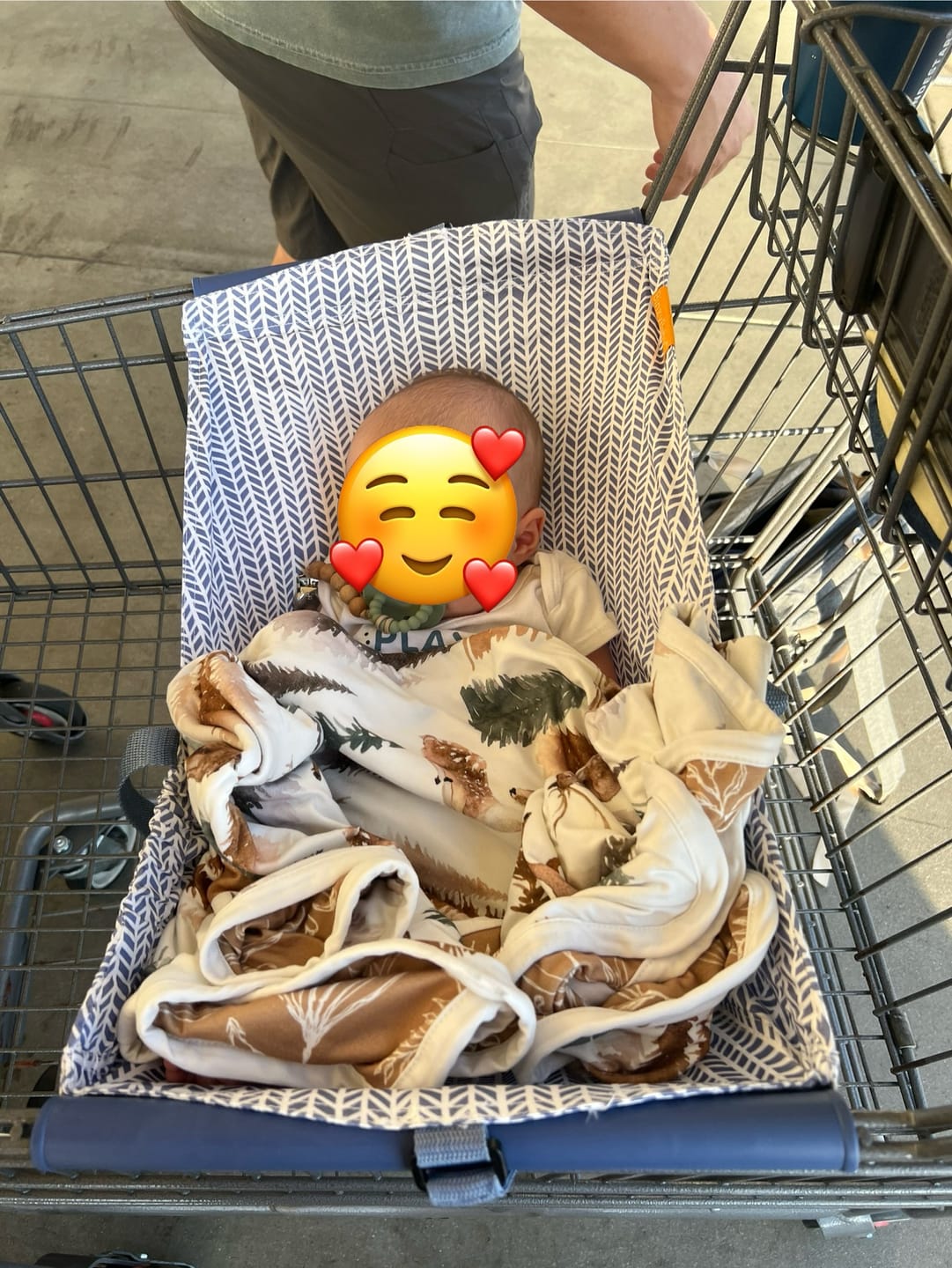 Customer photo review of Baby Shopping Cart Hammock - Blue Little Arrow Design
