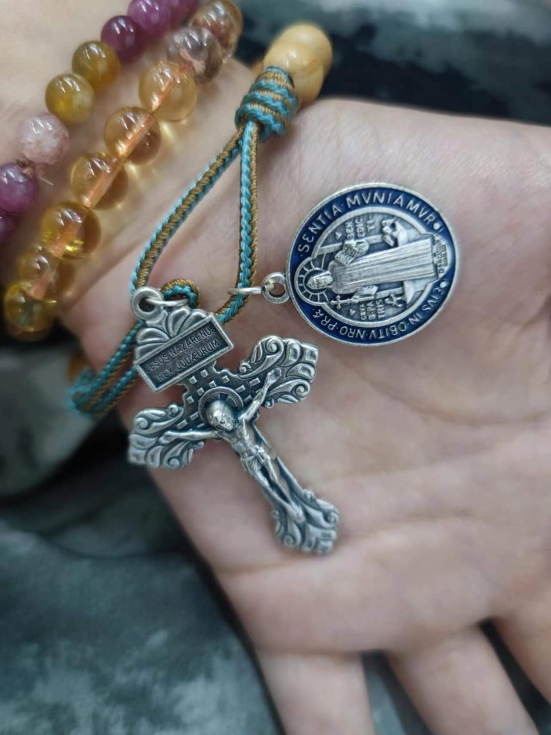 Customer photo review of Christian Art Olive Wood Saint Benedict Medal Decade Rosary