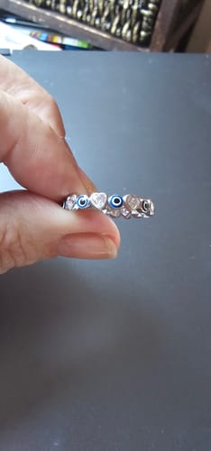 Customer photo review of Buddha Stones 925 Sterling Silver Evil Eye Love Heart Zircon Blessing Ring