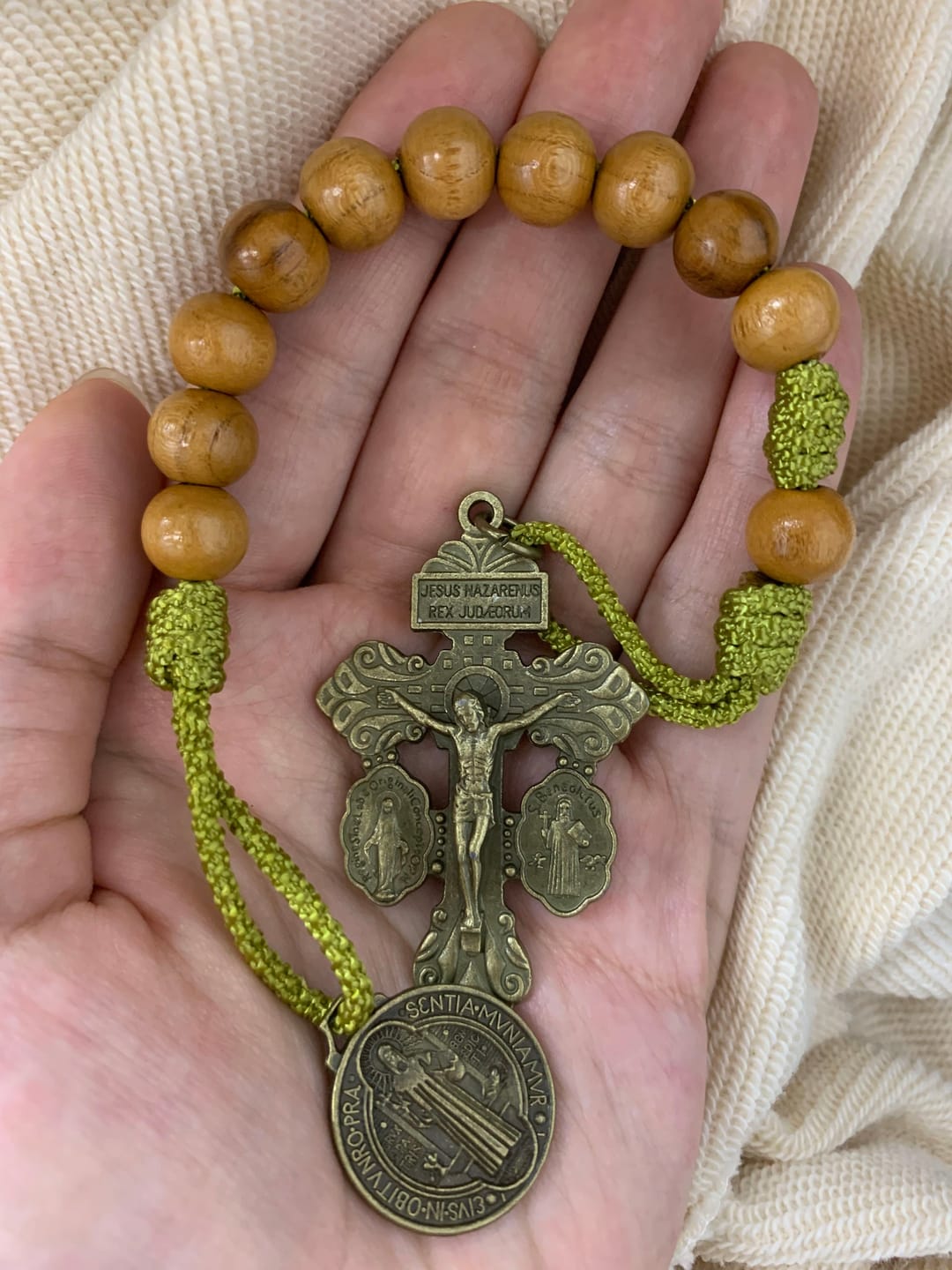 Customer photo review of Christian Art Olive Wood Saint Benedict Medal Decade Rosary
