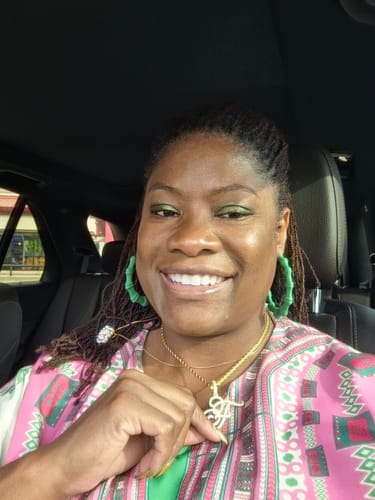 Customer photo review of Luxe Diamond Initial Necklace