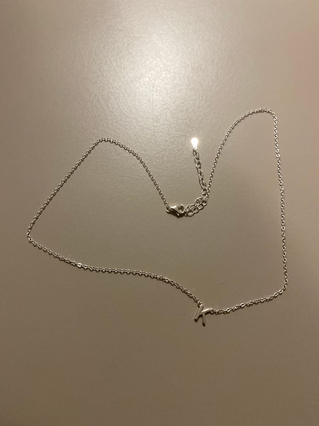 Customer photo review of The Original Single Initial Letter Necklace