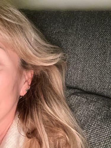 Customer photo review of Black Clover Sapphire Hoop Earrings