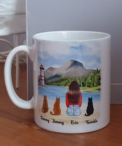 Customer photo review of Woman & Cats Mug - Life is better with a Cat -Personalised Mug