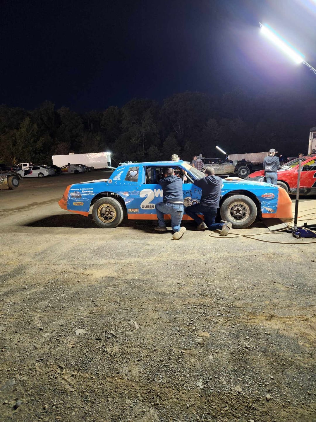 Customer photo review of Racing Trailer Pit Lights – Dual 10 Foot Pole 20,000 Lumens