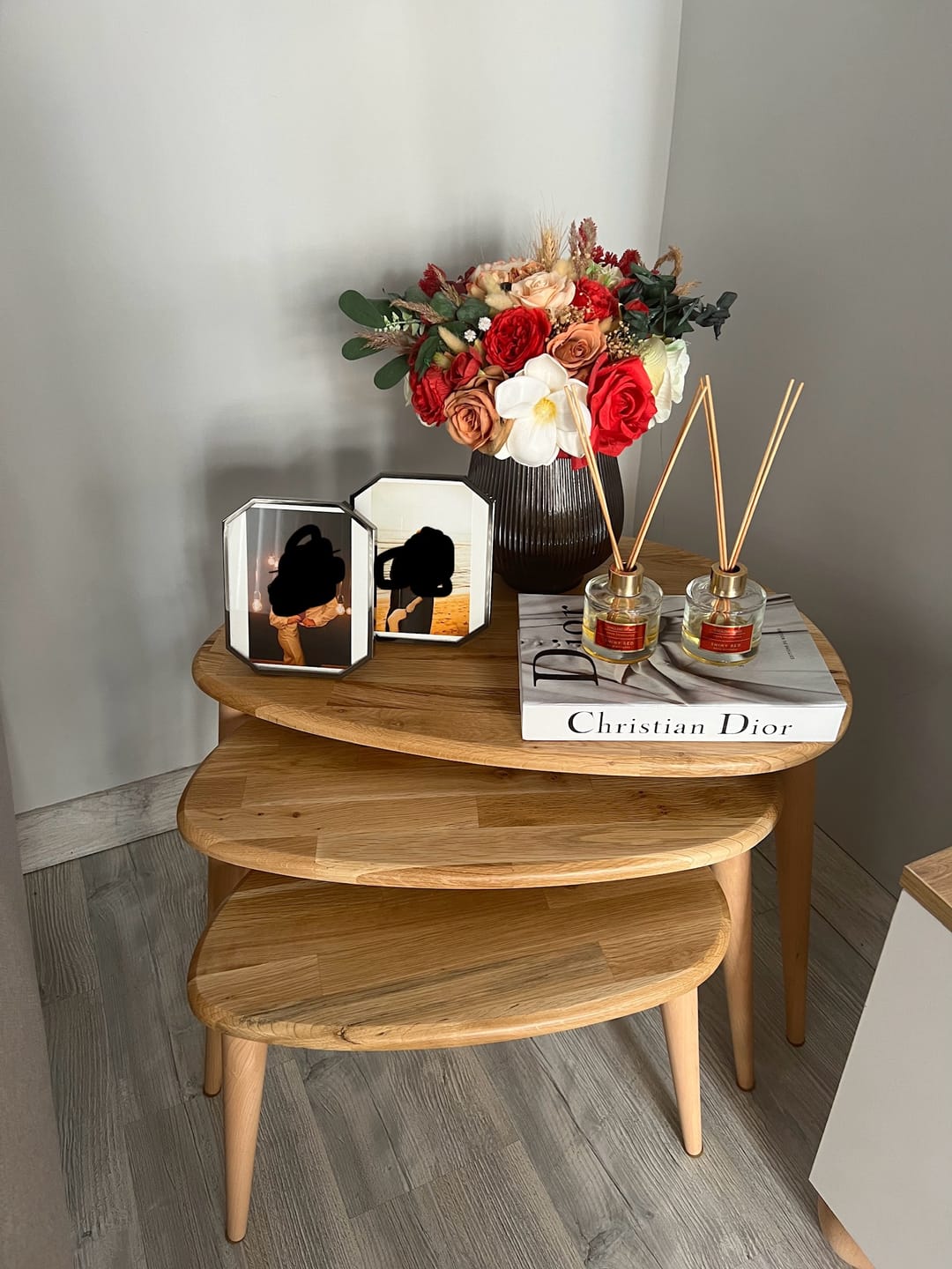 Customer photo review of Zigon Sehpa 3'lü Set - Masif Ahşap Meşe Ağacı (Ercol Style)