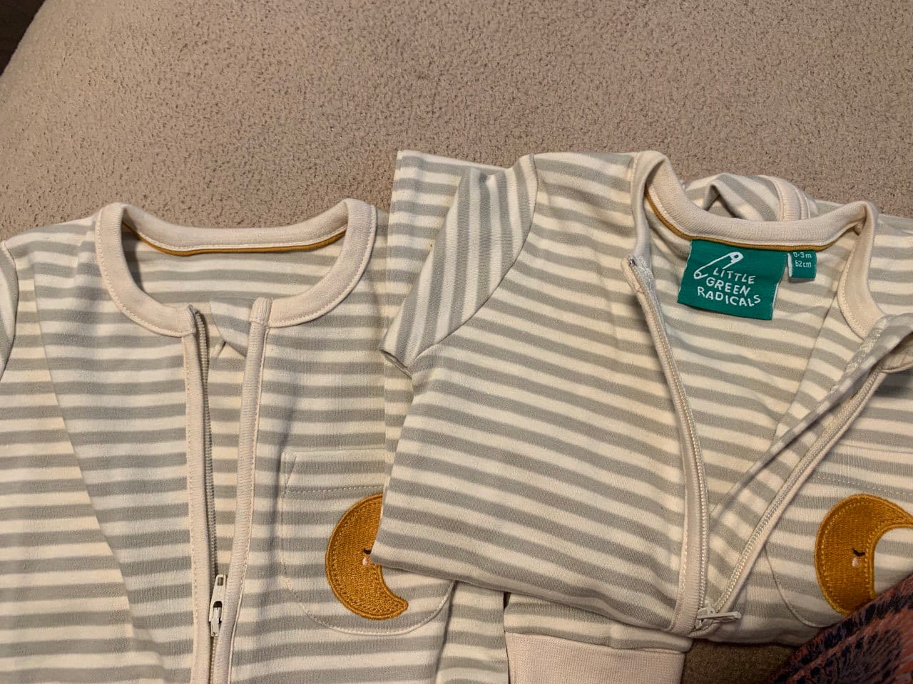 Customer photo review of Cream Moon Applique Zip Babygrow