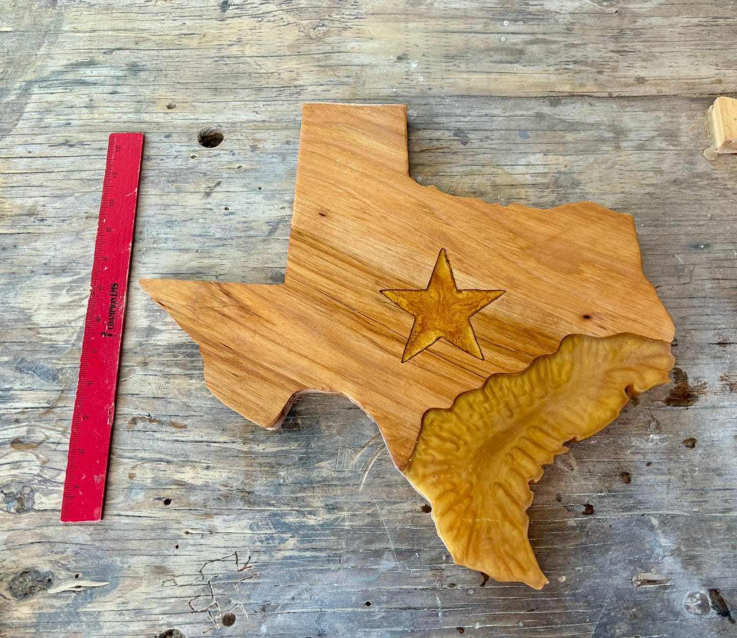 Customer photo review of 16x15" State Of Texas + Star Inlay Acrylic Router Template