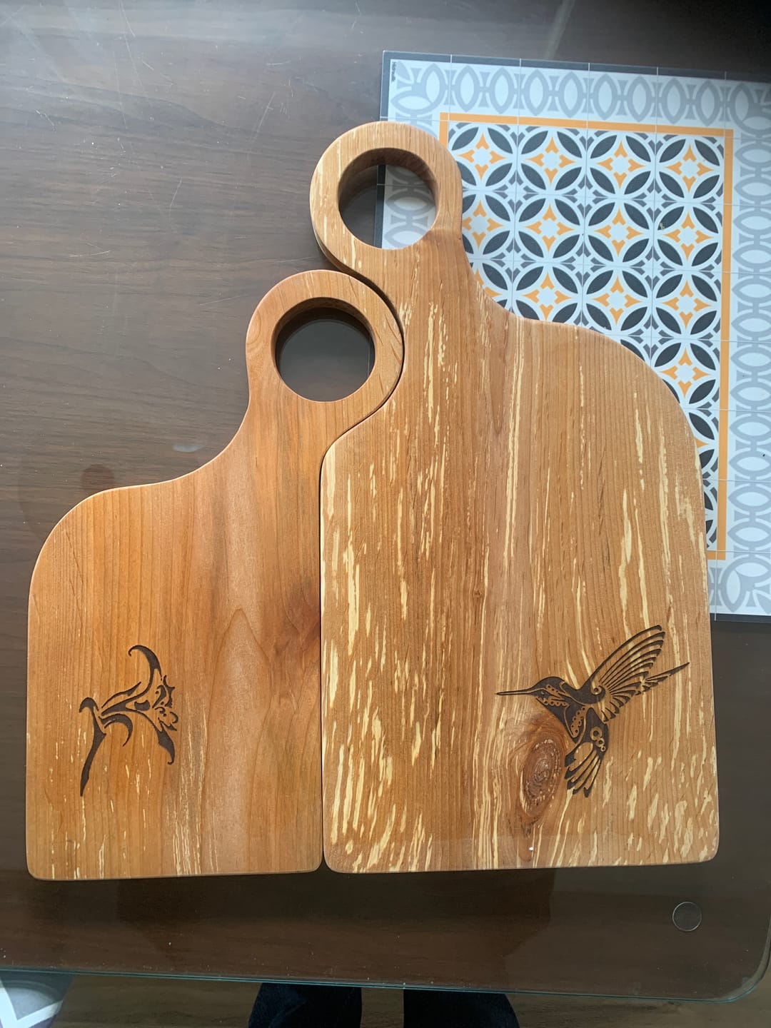 Customer photo review of 20x18" Romeo & Juliet Serving Board Set Acrylic Router Template